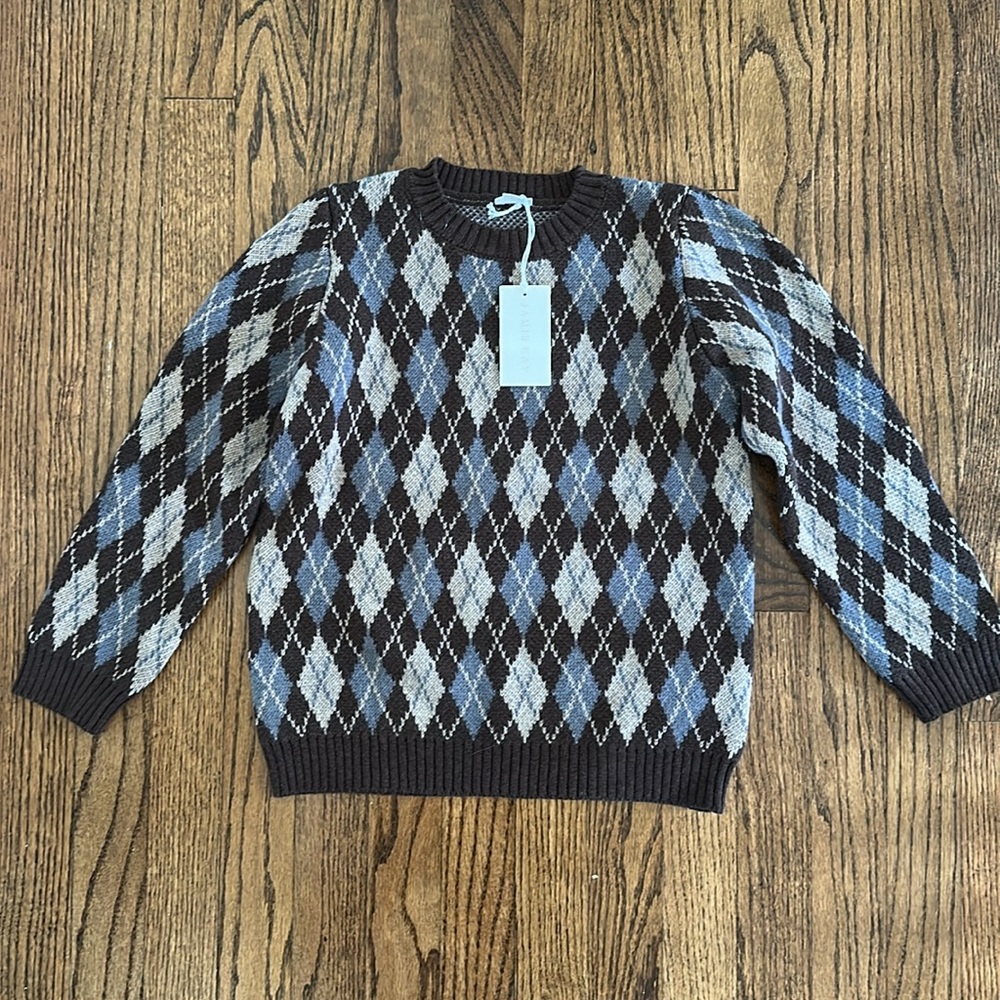Jamie Kay Boys (size 8) Crewneck Argyle Sweater - Blue and Brown, new with tags